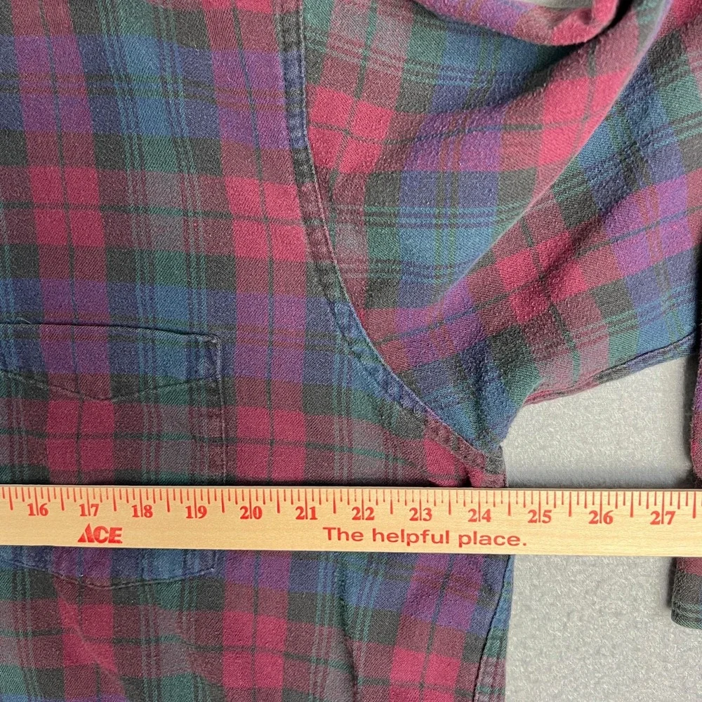 VTG LL Bean Northwoods Flannel Shirt Mens L Red Tartan Plaid Cotton 1990s USA‎